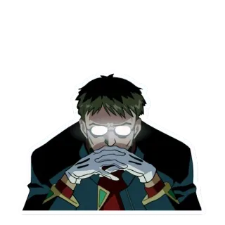 🤔 Gendo Ikari Neon Genesis Evangelion Anime, Evangelion, Gendo Ikari, Złoczyńca, Poważny, Blask telegram sticker
