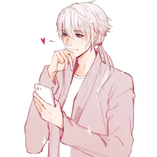 ☺️ Anime, Person, Männlich, Charakter, Porträt, Weißes Haar, Smartphone telegram sticker