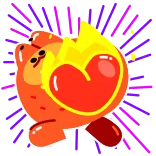 ❤️‍🔥 heart, love, fire, cute, animal, cartoon, orange, crown telegram sticker