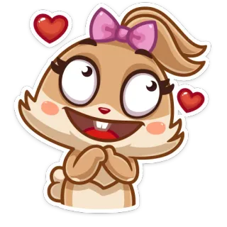 😍 kelinci, kartun, binatang, imut, hati, cinta, stiker whatsapp sticker