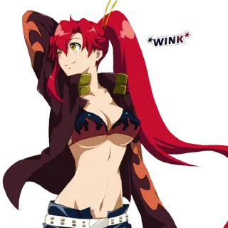 😉 Yoko Littner Tengen Toppa Gurren Lagann WINK anime, character, yoko, gurren lagann, red hair, wink telegram sticker