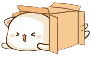 😄 gato, caja, lindo, dibujos animados, animal telegram sticker