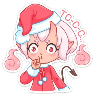 🤫 T-C-C-C... คริสต์มาส, น่ารัก, สติกเกอร์, ปีศาจ, จิบิ, ปีศาจ, ฤดูหนาว telegram sticker