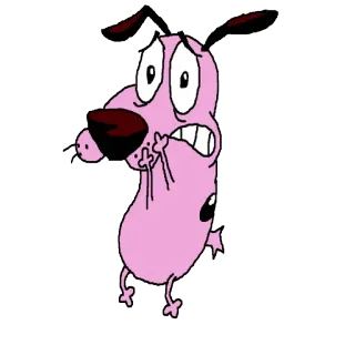 😨 Courage the Cowardly Dog cartoon, dog, scared, Courage the Cowardly Dog, pink dog, animated telegram sticker