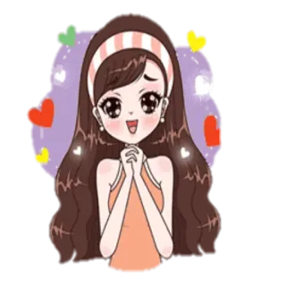 😍 desenho animado, menina, anime, fofo, corações, adesivo telegram sticker