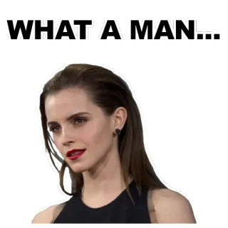 👄 WHAT A MAN... emma watson, donna, celebrità, meme, ritratto telegram sticker