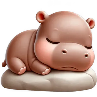 🥱 hipopótamo, dormindo, fofo, desenho animado, animal, mamífero telegram sticker