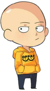 😕 Saitama One-Punch Man OPPAI Аниме, Персонаж, Сайтама, Ванпанчмен, Оппай, Лысый whatsapp sticker