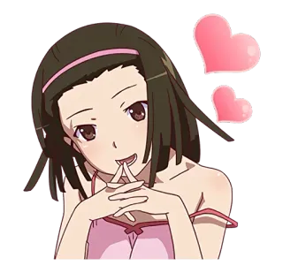 ❤ 애니메이션 소녀, 하트, 귀여운, 만화, 여자, 웃는 telegram sticker