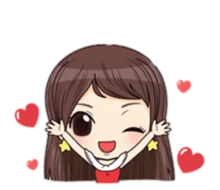 🙌 desenho animado, fofo, menina, corações, anime, adesivo telegram sticker
