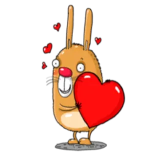 ❤️ Cartone animato, Coniglio, Cuore, Amore, Carino, Coniglietto whatsapp sticker