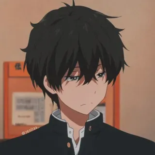 🖤 chłopak anime, mundurek szkolny, mglisty, zmęczony, anime, nastolatek telegram sticker