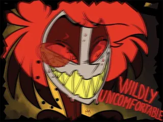 🤬 Alastor Hazbin Hotel WILDLY UNCOMFORTABLE iblis, kartun, merah, menyeramkan, senyum telegram sticker