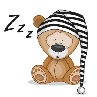 😚 orsacchiotto, dormire, cuffia da notte, zzz, cartone animato, carino, assonnato whatsapp sticker