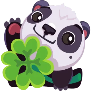 🌱 panda, fofo, trevo de quatro folhas, sorte, adesivo, animal telegram sticker