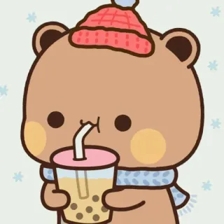 🍼 beruang, lucu, bubble tea, kawaii, kartun telegram sticker