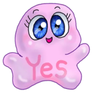 🙂 Yes affirmation positive, blob, mignon, dessin animé, oui, rose telegram sticker