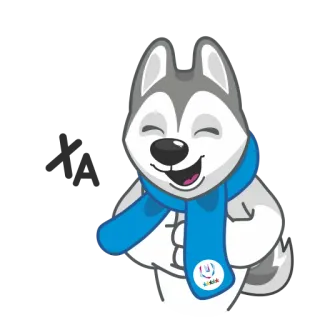 😁 U-Kidz Hund, Schal, Cartoon, Tier, Husky telegram sticker