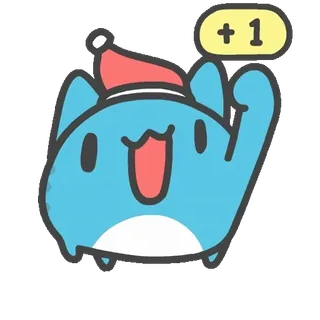 ✊ +1 кот, шапка Санты, рождество, счастливый, милый, +1, лайк whatsapp sticker