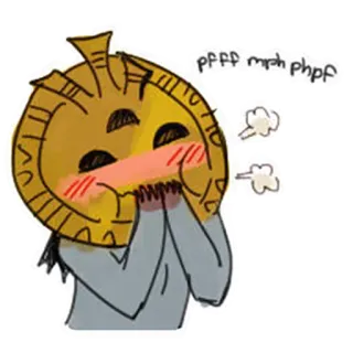☺️ Pfff mrrh phpf maska, kreskówka, twarz, rumieniec, wyraz, słodki whatsapp sticker