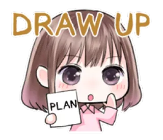 💻 DRAW UP
PLAN Zeichnung, Planung, süß, Anime, Figur, Mädchen, Idee, Kunst telegram sticker