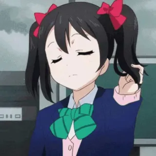 🎈 Nico Yazawa Love Live! Anime, Mädchen, Schuluniform, Zöpfe, Schleife, süß telegram sticker