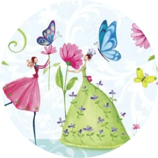 🦋 蝴蝶, 女孩, 花, 连衣裙, 艺术, 异想天开 telegram sticker