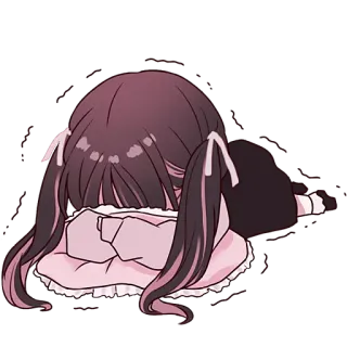 😫 anime, meisje, liggend, verdrietig, kawaii, schattig telegram sticker