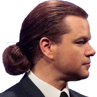 ☹️ Matt Damon actor, celebrity, man bun, portrait, profile whatsapp sticker