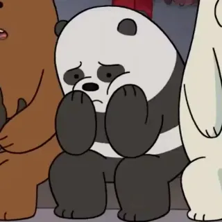 🏄‍♂️ Panda We Bare Bears панда, мы обычные медведи, мультфильм, медведь, грустный whatsapp sticker