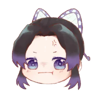 🦋 Shinobu Kocho Demon Slayer 动漫, 鬼灭之刃, 蝴蝶忍, Q版, 生气 whatsapp sticker