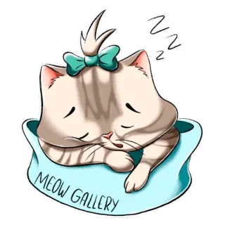 😴 MEOW GALLERY chat, dormir, miaou, galerie, mignon, dessin animé whatsapp sticker