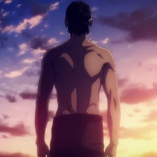 👤 Anime, Masculino, Costas, Pôr do sol, Pessoa telegram sticker