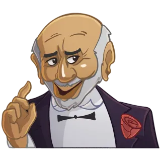 ☝ homme, dessin animé, personnage, rose, smoking, nœud papillon whatsapp sticker