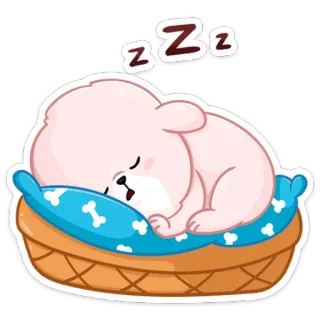 😴 Zzz dormir, chien, mignon, animal, dessin animé, oreiller, panier telegram sticker