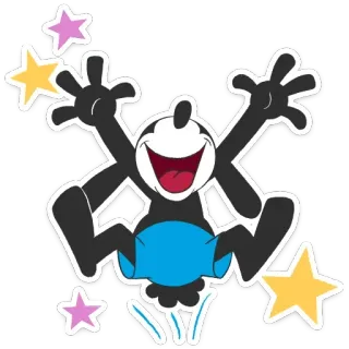 🤩 Oswald the Lucky Rabbit Oswald el conejo afortunado, Personaje de dibujos animados, Retro, Clásico, Estrellas, Saltando, Feliz telegram sticker