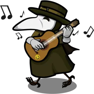 🙃 médecin de peste, guitare, musique, chapeau, masque telegram sticker