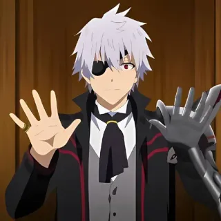 🌙 Anime, Charakter, Weißes Haar, Augenklappe whatsapp sticker