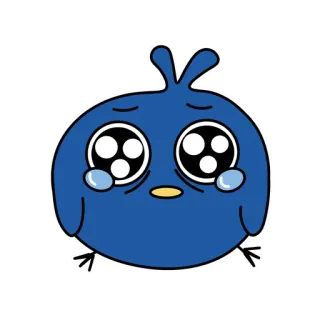 😭 pájaro, lindo, triste, llorando, azul, dibujo animado, animal whatsapp sticker