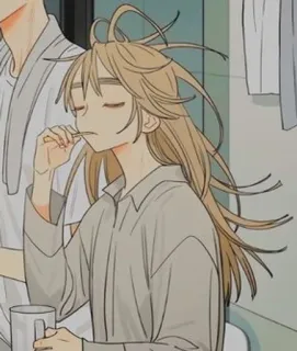 😪 Cartone animato, Persona, Lavarsi i denti, Routine mattutina telegram sticker