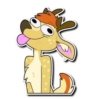 🤪 cerf, dessin animé, animal, fantaisiste, drôle, mignon, autocollant, idiot telegram sticker