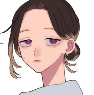 🙁 dessin animé, fille, femme, portrait, animé, personnage telegram sticker