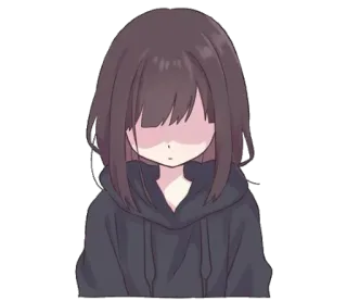 🙁 Fille anime, Kawaii, Mignon, Sweat à capuche, Triste telegram sticker