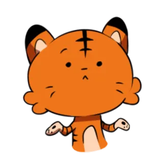 🐯 호랑이, 만화, 귀여운, 동물, 주황색, 혼란스러운, 캐릭터 telegram sticker