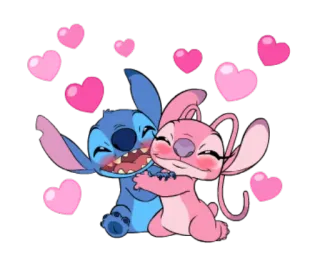 💑 Stitch ความรัก, หัวใจ, การ์ตูน, ดิสนีย์, กอด, น่ารัก, ความรักใคร่ whatsapp sticker