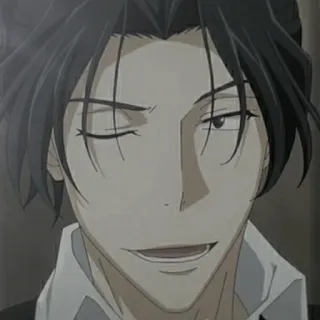 💀 Anime, Mężczyzna, Twarz, Portret, Mruganie, Uśmieszek telegram sticker