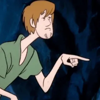 ⚡️ Shaggy Rogers Scooby-Doo desenho animado, desgrenhado, scooby doo, personagem, apontando telegram sticker