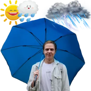 ☔ pogoda, deszcz, parasol, osoba, słońce, chmura telegram sticker
