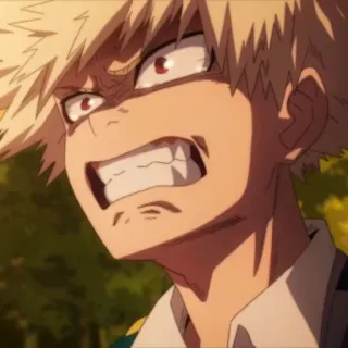 😶 Bakugo My Hero Academia アニメ, 僕のヒーローアカデミア, 爆豪, 怒り, キャラクター telegram sticker
