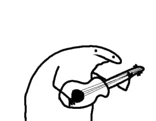 🎻 человечек, гитара, музыка, мультфильм, рисунок, простой, контур whatsapp sticker